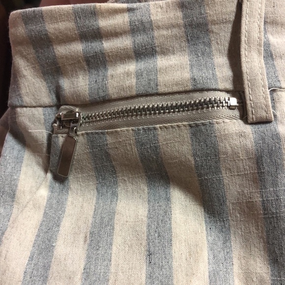 Zac & Rachel Women’s Pull On Pant Cropped Linen Blend Striped Belt Loops - Picture 4 of 6